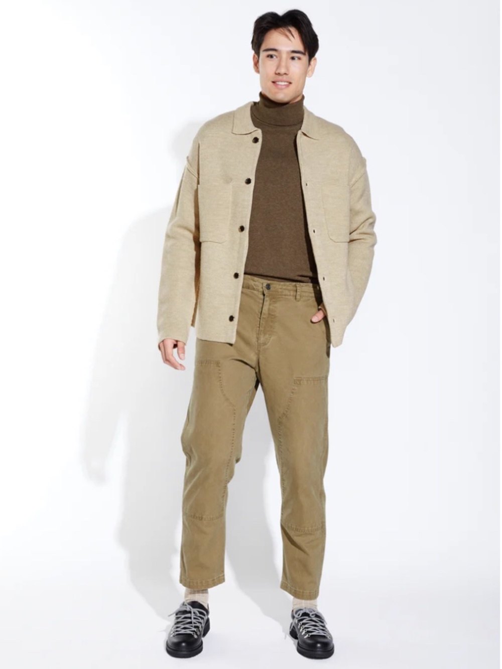 Civil Society Men's "Beaton" Boxy Sweater Jacket – Heather Oatmeal, Size Large - Picture 3 of 9
